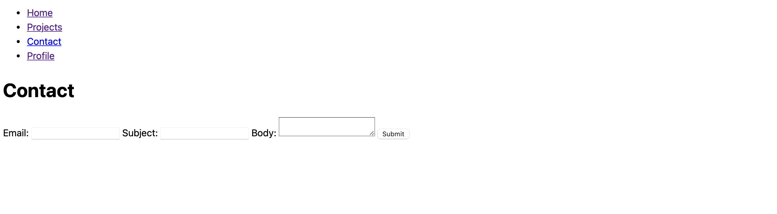 An example contact form for Step 7.