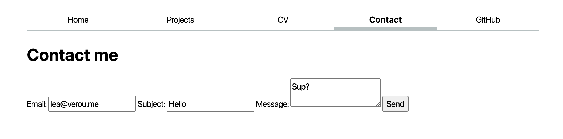 Screenshot of contact form after this step